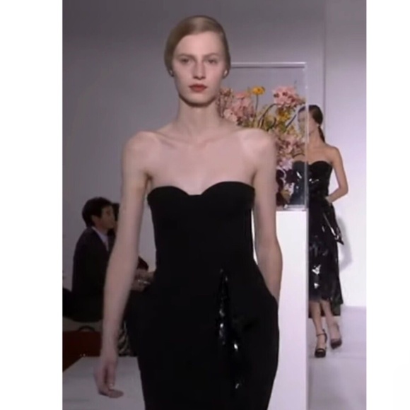 ★Org.$2480 Paris Runway Collection Piece JIL SANDER Wool Strapless Dress Black36 - Picture 4 of 15